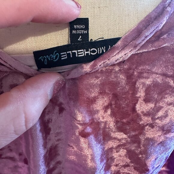 Girls Magenta Crushed Velour Dress , size 7 - Picture 3 of 3